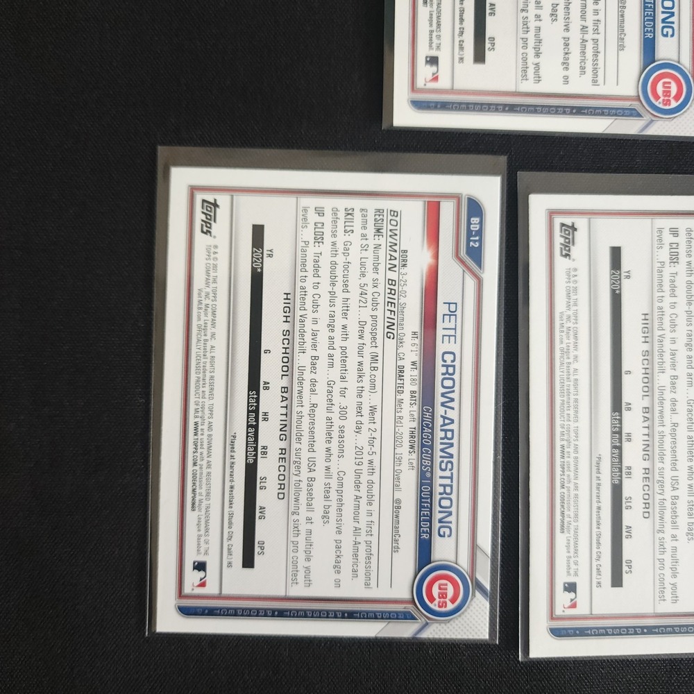 Pete Crow-Armstrong Bowman Rookie RC Cards 2021, 2024 - Picture 10 of 13